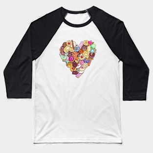 Cookie Lover Heart Made Of Biscuits Baseball T-Shirt